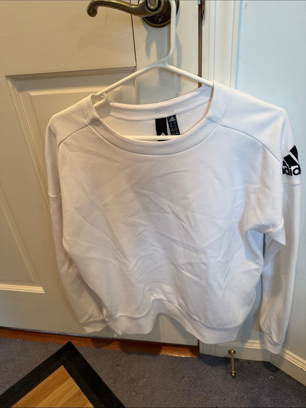 adidas White Long-Sleeve Logo Sweatshirt